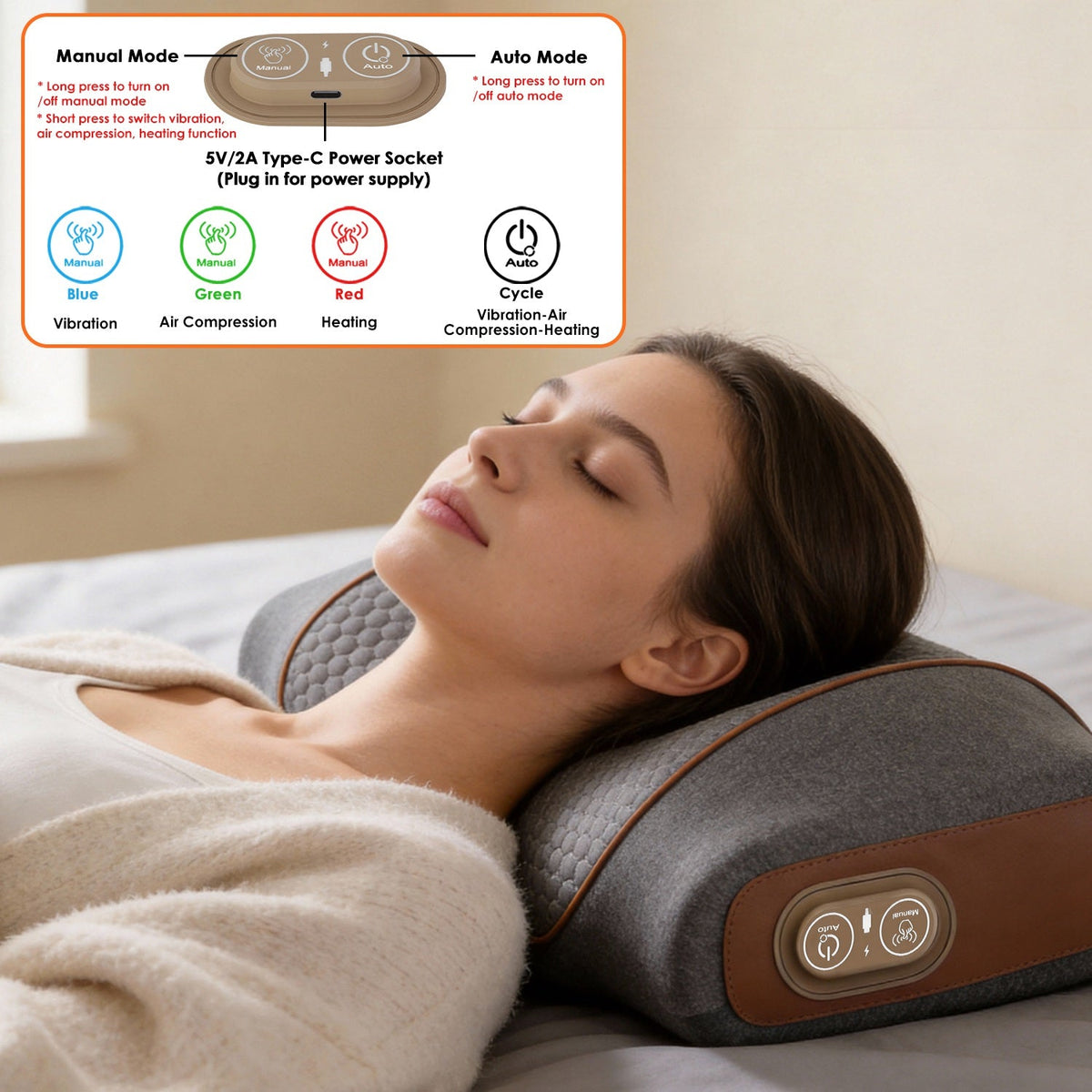 3-in-1 Heated Neck Pillow with Air Compression