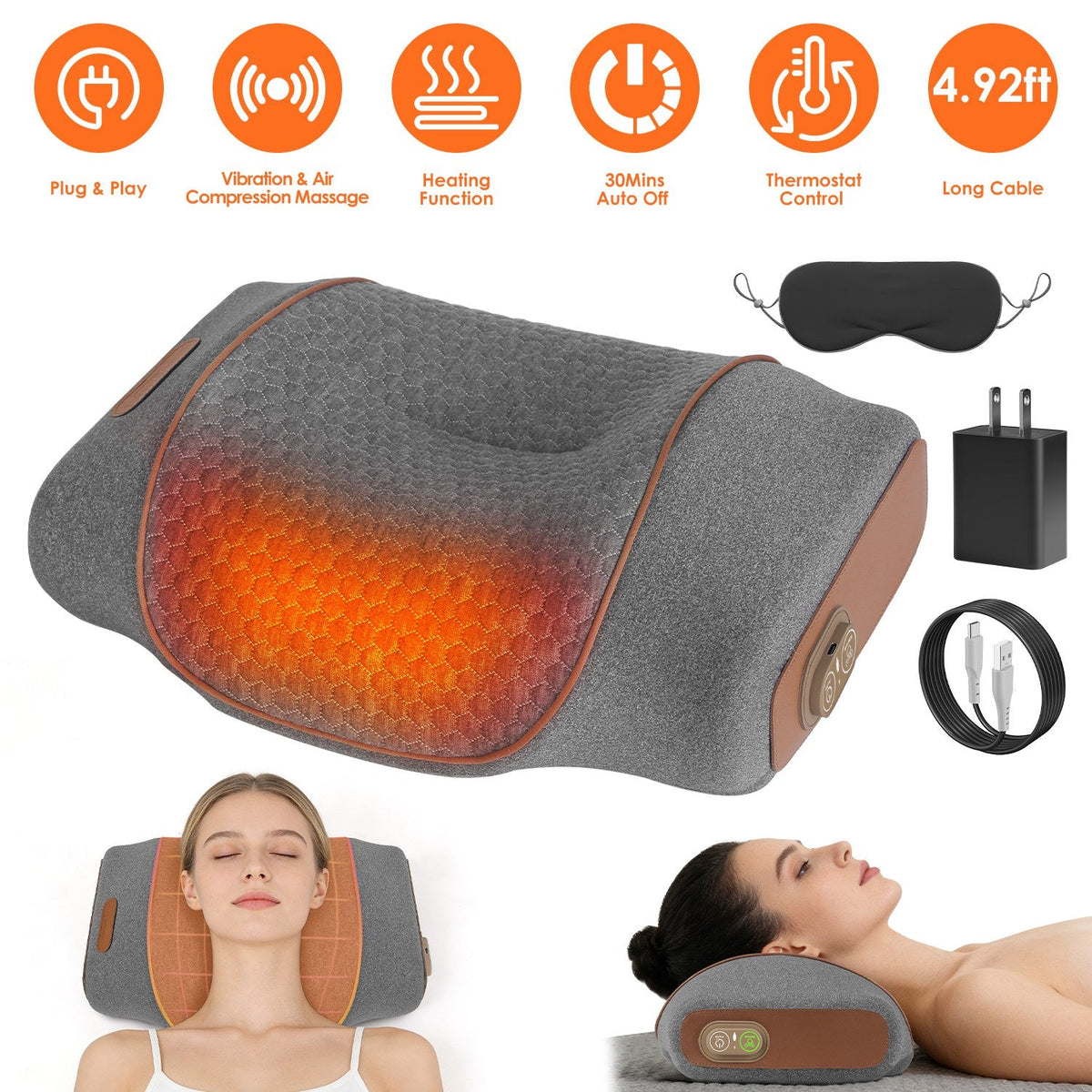 3-in-1 Heated Neck Pillow with Air Compression