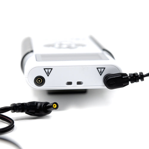Lead wire ports on top of the TENS unit