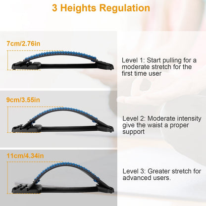 Lumbar stretcher three height settings, from starter to advanced