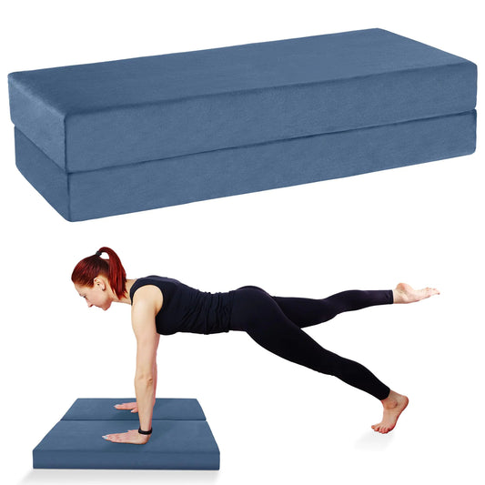 MABOZOO Rectangular Yoga Bolster (25.6"x10"x6", Blue)