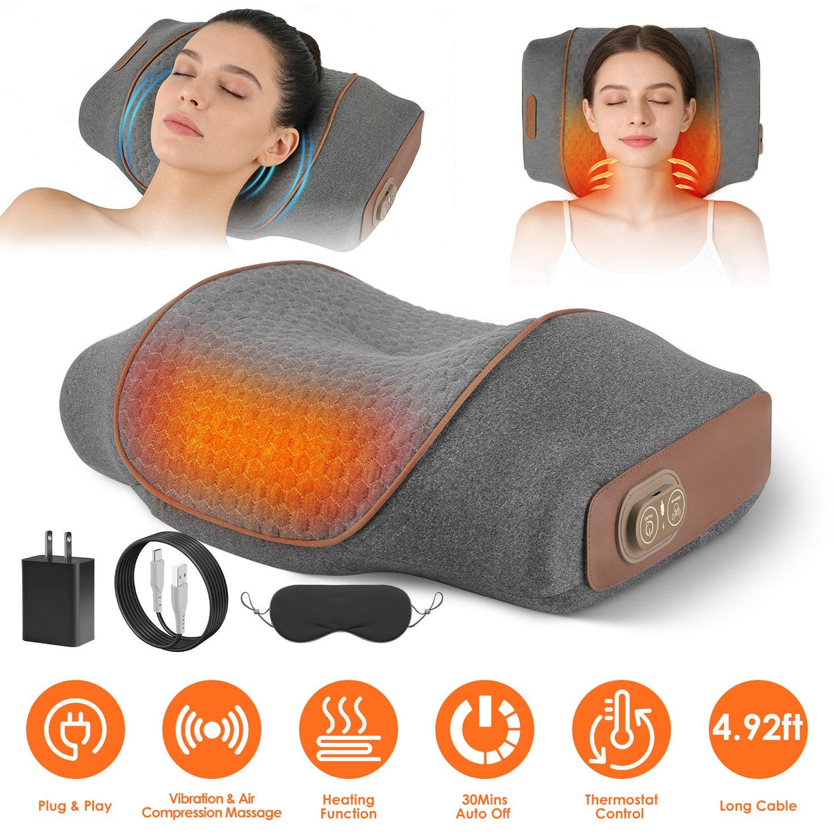 3-in-1 Heated Neck Pillow with Air Compression