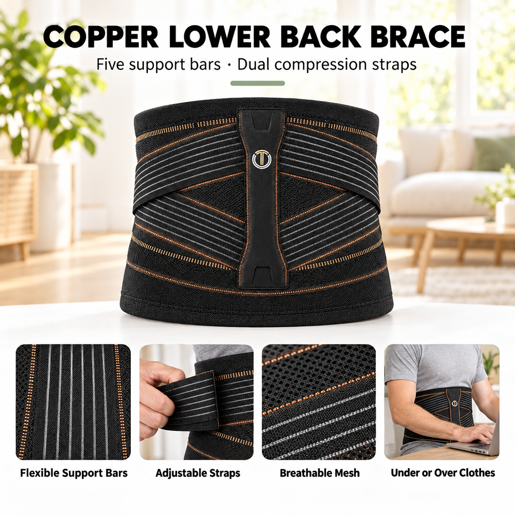 Copper lower back brace feature overview
