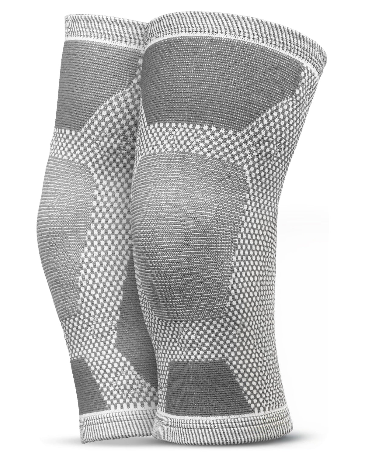 MagnetRX magnetic knee compression sleeves, pair, grey and white knit