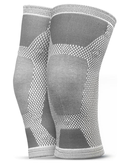 MagnetRX magnetic knee compression sleeves, pair, grey and white knit