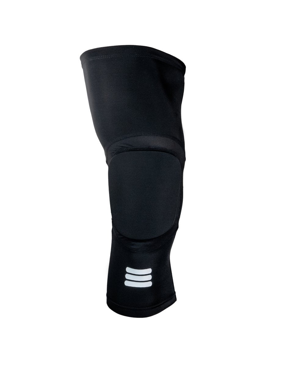 Padded knee sleeve, side view showing the knee pad