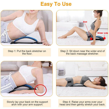 Four steps for getting on and off the lumbar stretcher